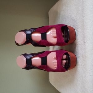 Jessica Simpson Bright Colored Leather & Suede High Heel Shoes Size 8.5